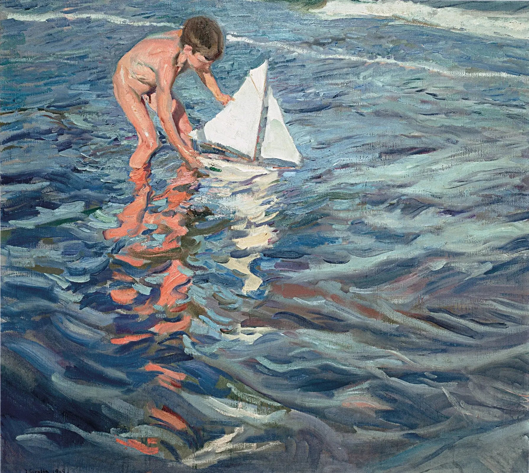 Reproduction du tableau « Le Petit Cotre - Joaquín Sorolla » par Alpha Reproduction en peinture à l’huile