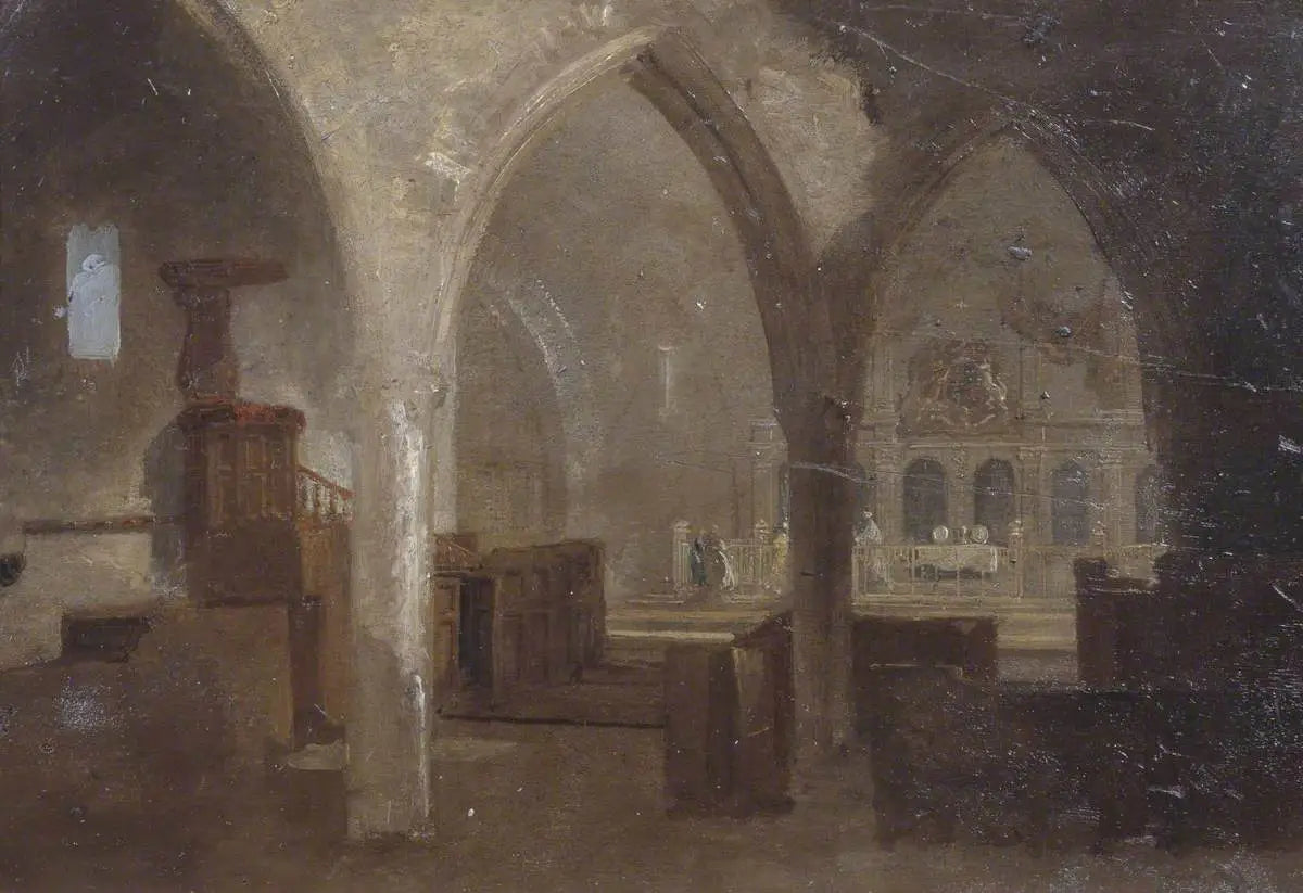 Reproduction du tableau « Interior of a Gothic Church - J. M. W. Turner » par Alpha Reproduction en peinture à l’huile