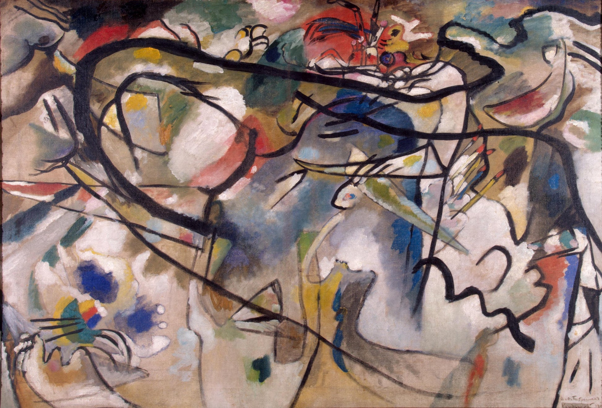 Reproduction du tableau « Esquisse pour la composition V - Vassily Kandinsky » par Alpha Reproduction en peinture à l’huile