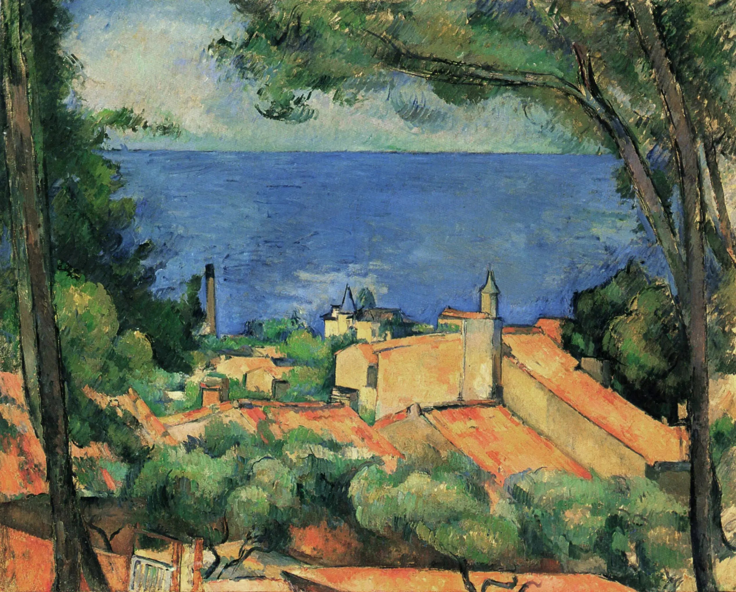 Reproduction du tableau « L'Estaque aux toits rouges - Paul Cézanne » par Alpha Reproduction en peinture à l’huile