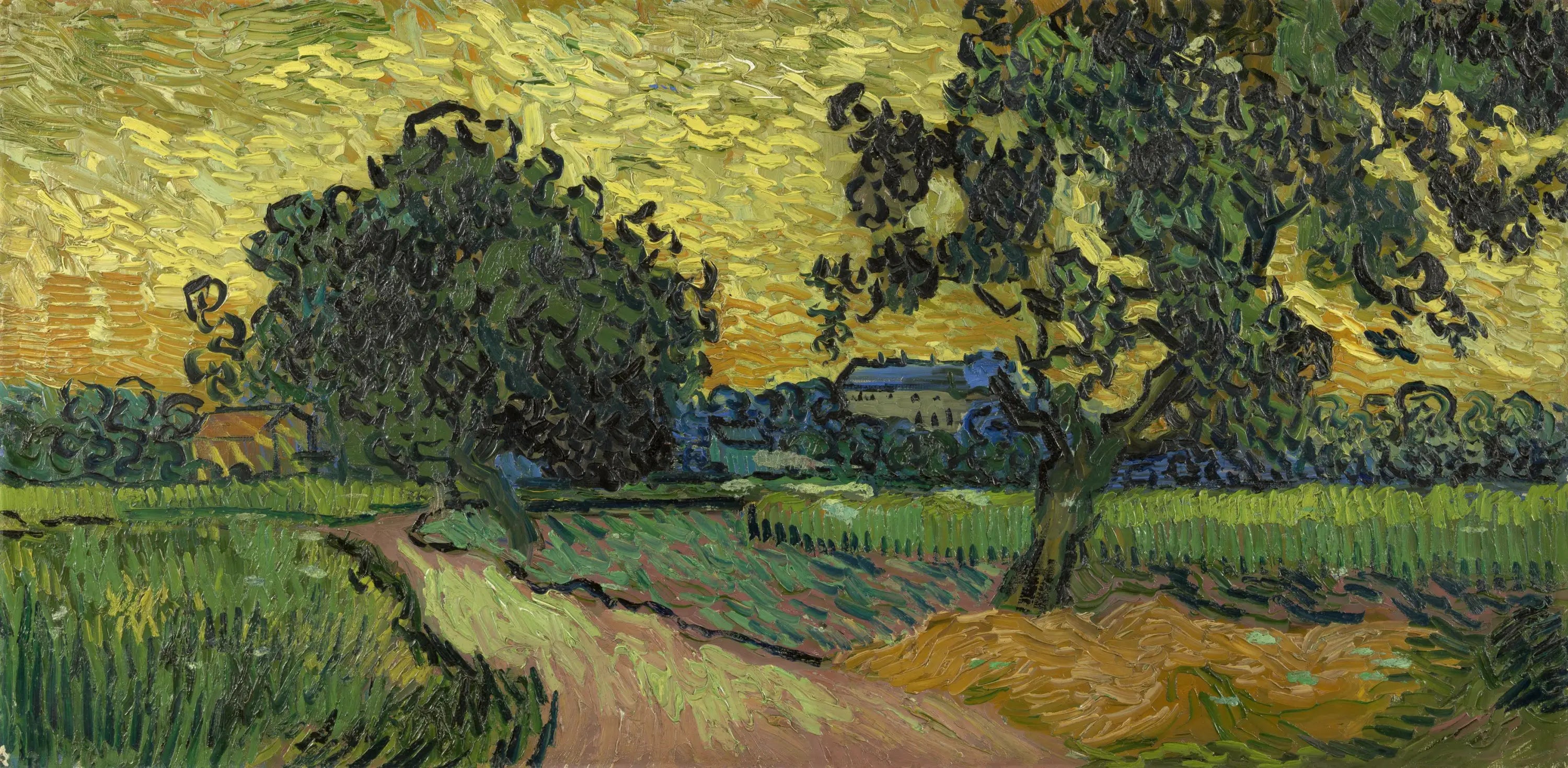 Reproduction du tableau « Paysage au crépuscule - Vincent van Gogh » par Alpha Reproduction en peinture à l’huile