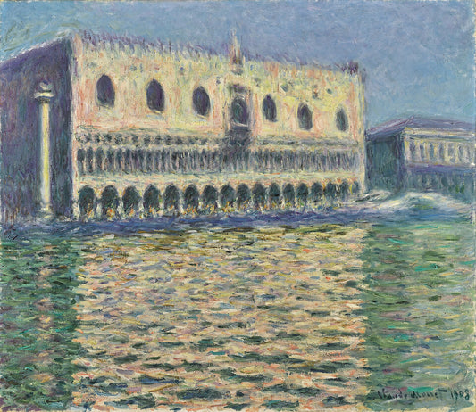 🌅 Le Palais ducal Claude Monet (1908) – Version lumineuse aux reflets dorés