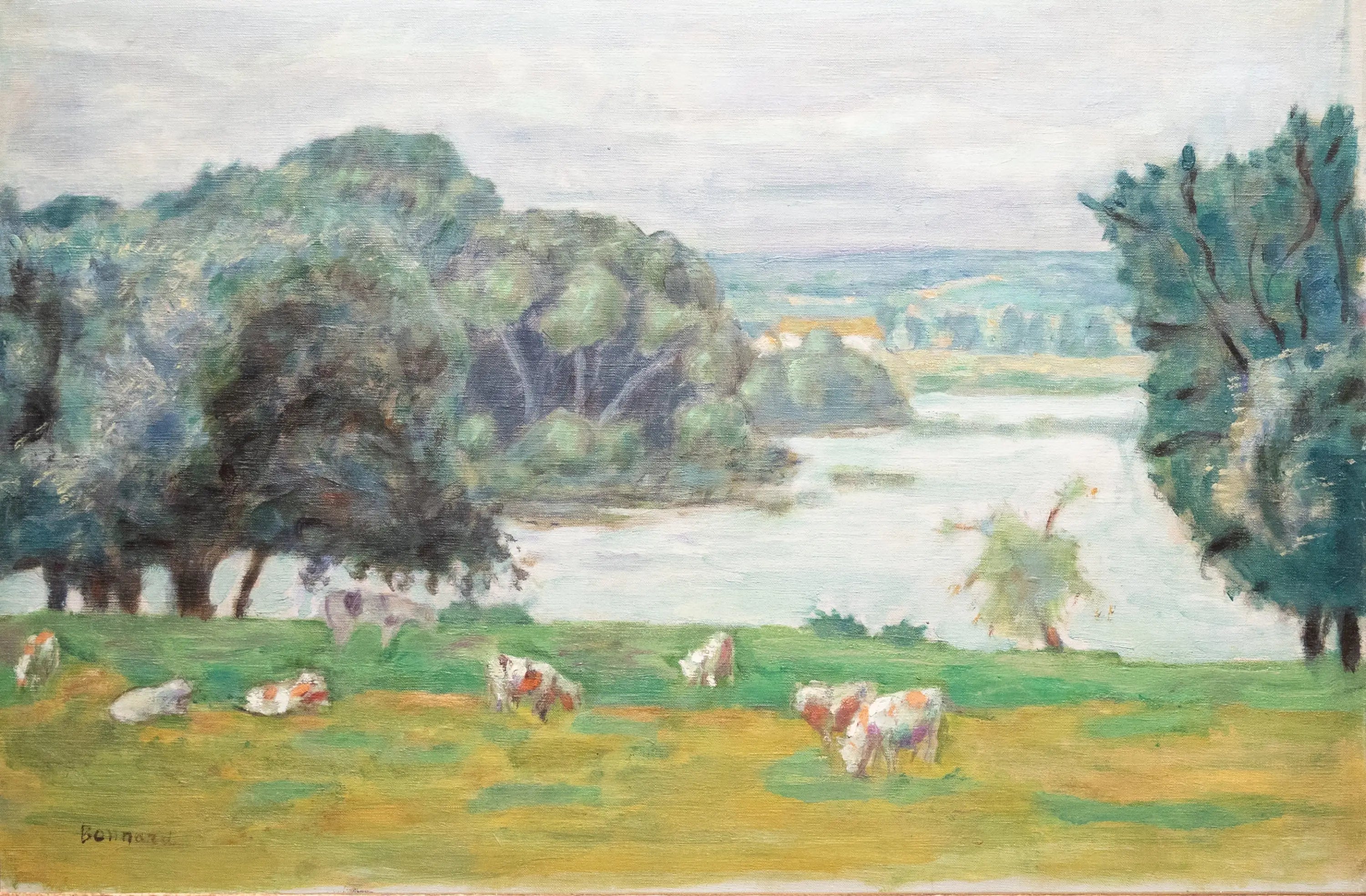 Reproduction du tableau « Le pâturage, bord de Seine - Pierre Bonnard » par Alpha Reproduction en peinture à l’huile