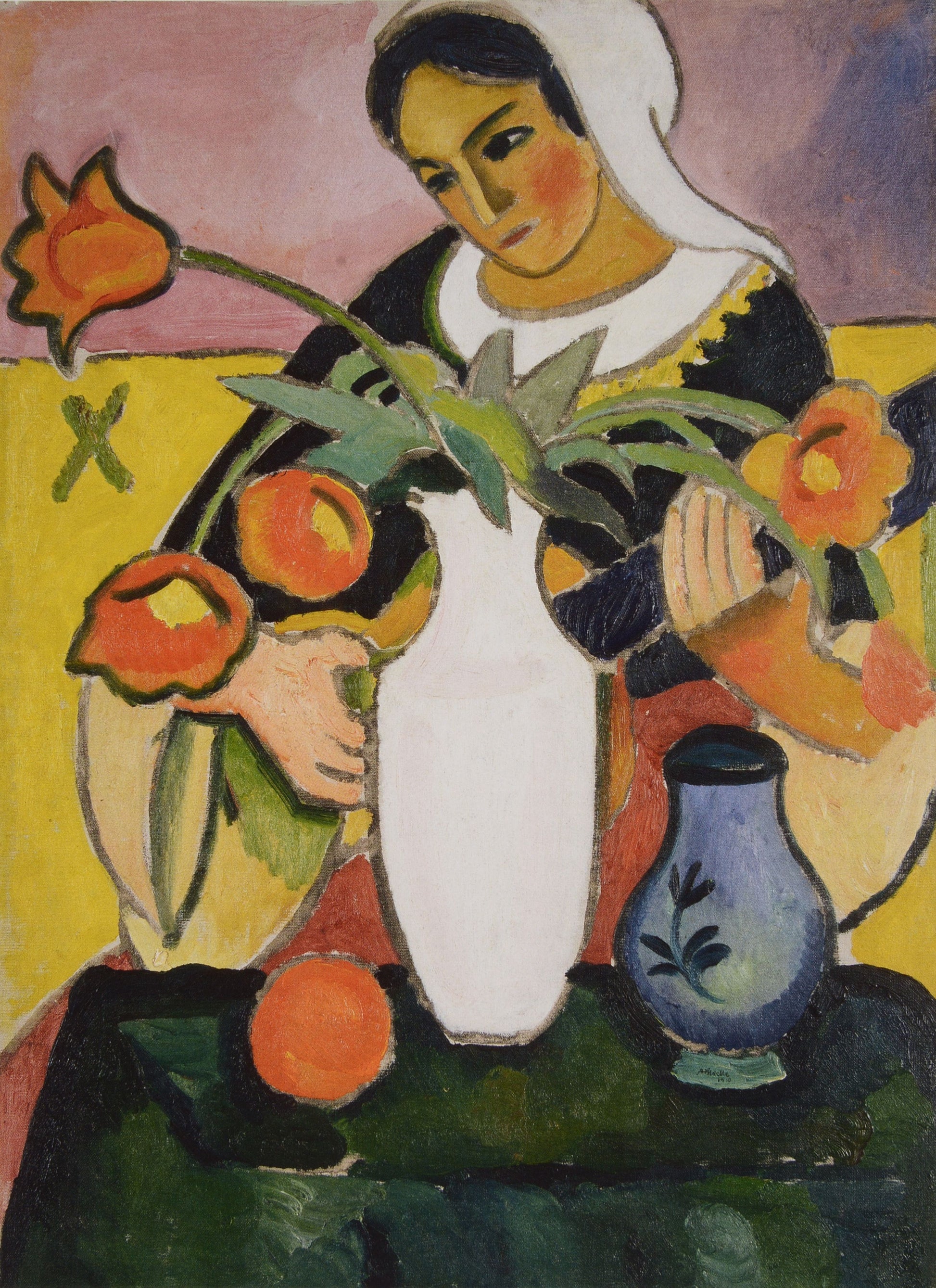 Reproduction du tableau « Joueuse de luth - August Macke » par Alpha Reproduction en peinture à l’huile