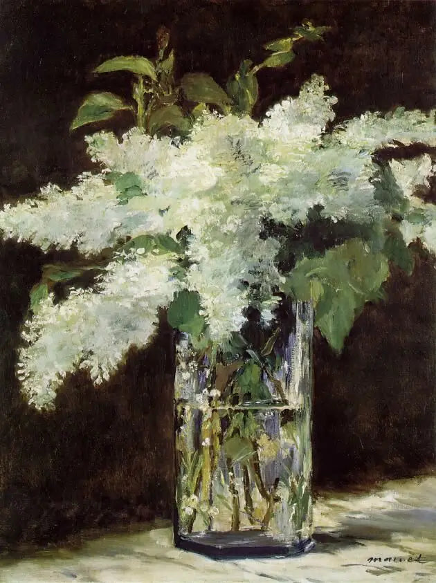 कांच के फूलदान में सफेद लिलाक - Édouard Manet