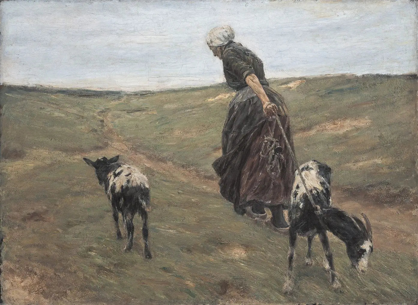 Femme avec des chèvres dans les dunes - Max Liebermann - Alpha Reproduction