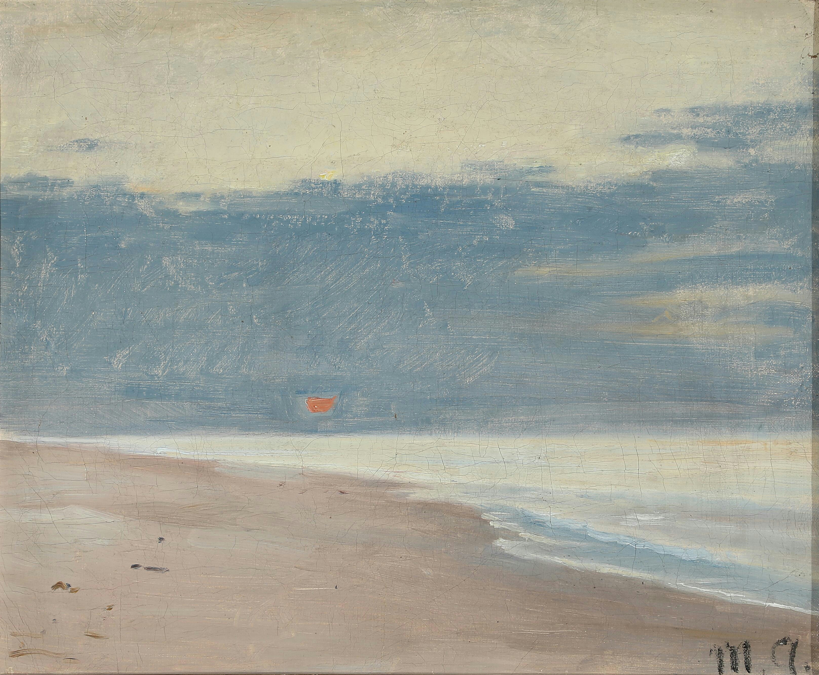 Vue depuis une plage sous un soleil bas. - Michael Peter Ancher - Alpha Reproduction