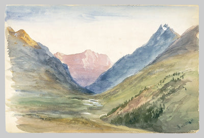 Reproduction du tableau « Vue sur la montagne à Bormio (carnet de croquis de Suisse 1869) - John Singer Sargent » par Alpha Reproduction en peinture à l’huile