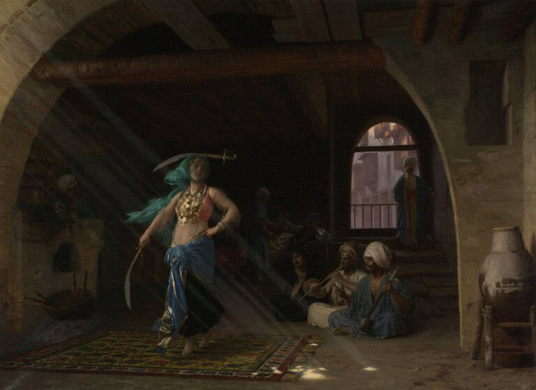 Reproduction du tableau « Almeh exécutant la danse de l'épée - Jean-Léon Gérôme » par Alpha Reproduction en peinture à l’huile