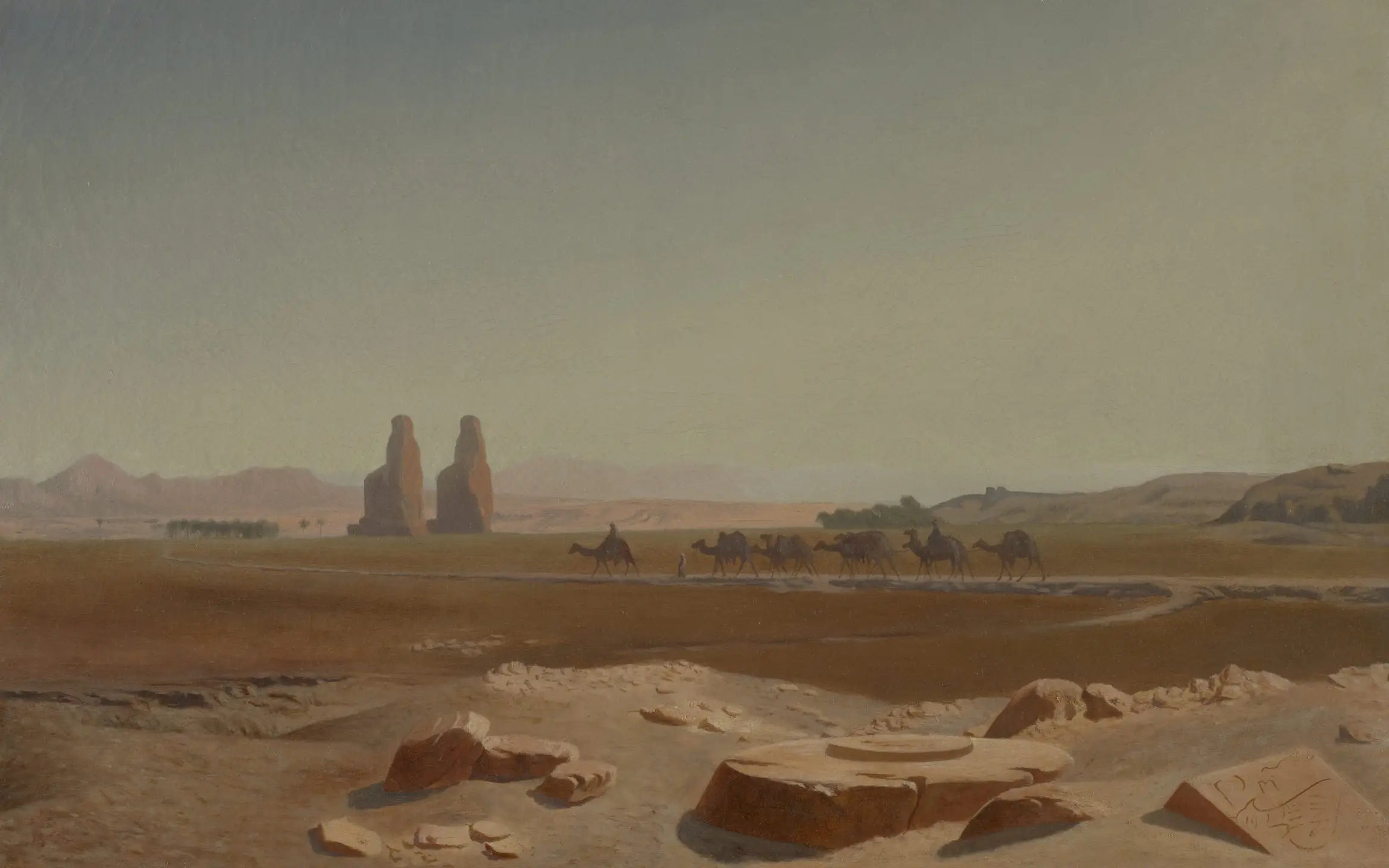 Caravane passant près des colosses de Memnon. Thèbes - Jean-Léon Gérôme - Alpha Reproduction