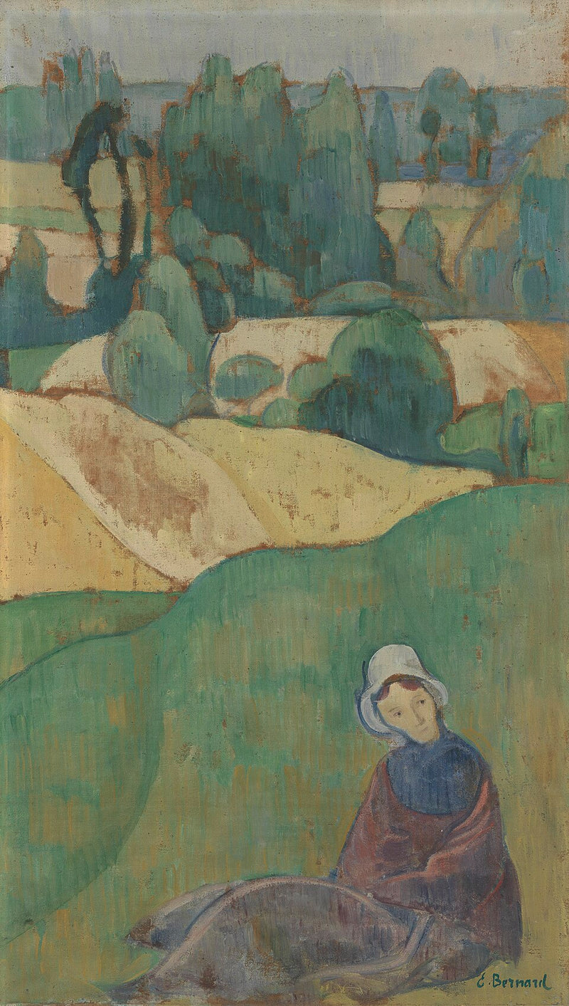 खेत में बैठी महिला: ब्रेटेन - एमाइल बर्नार्ड