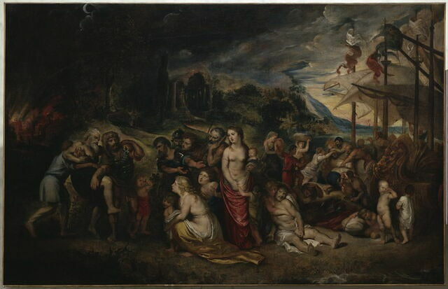 La Fuite d'Énée après l'incendie de Troie - Peter Paul Rubens