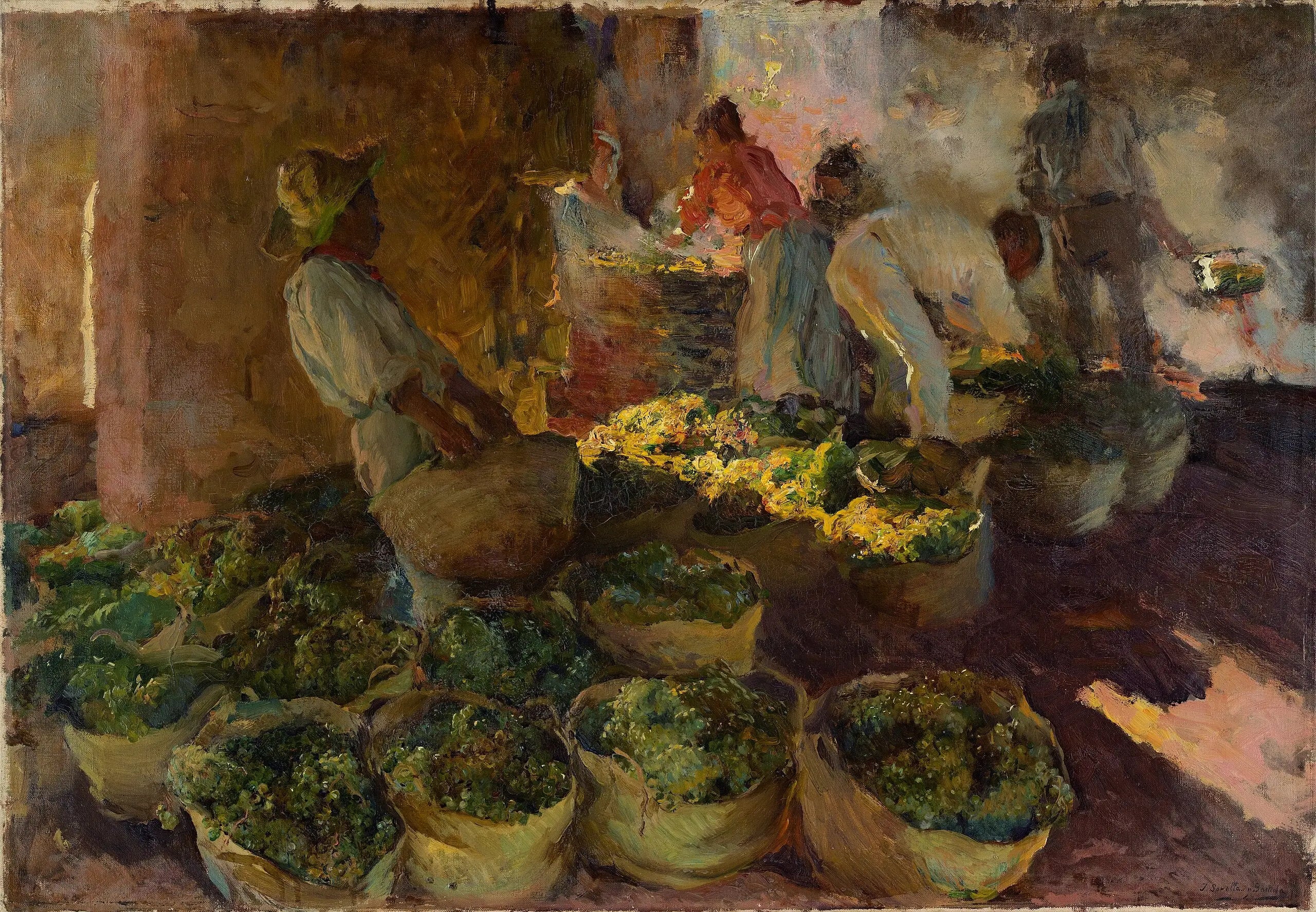 Reproduction du tableau « La Préparation des raisins secs - Joaquín Sorolla » par Alpha Reproduction en peinture à l’huile