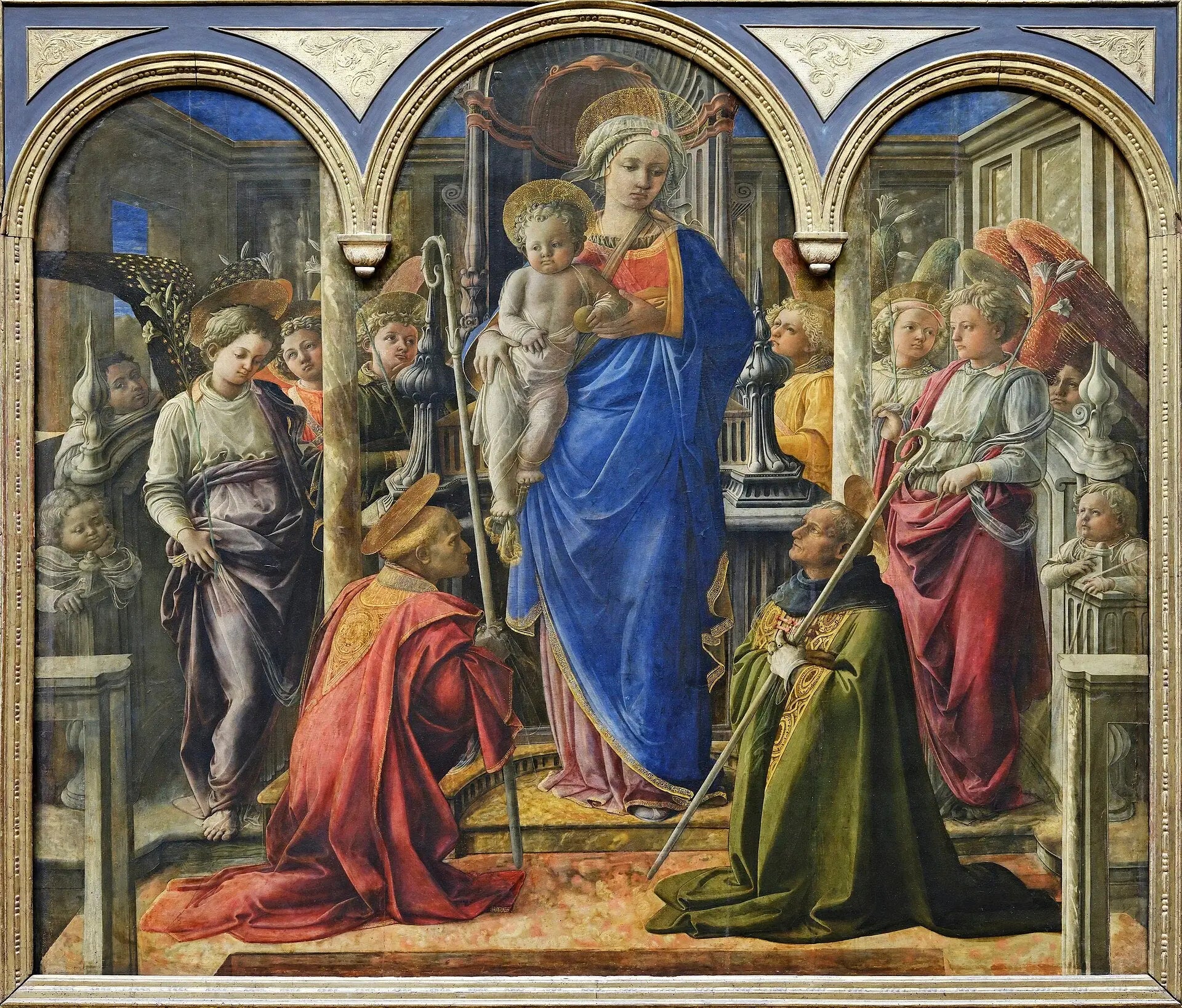 La Vierge et l’Enfant entourés d’anges de saint Frediano et de saint Augustin - Fra Filippo Lippi - Alpha Reproduction