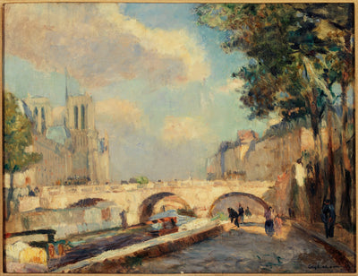 Le pont Saint-Michel et Notre-Dame, vu du quai des Grands-Augustins - Albert Lebourg