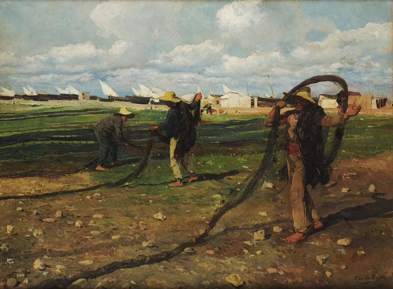 मछुआरे अपने जाल इकट्ठा कर रहे हैं - जोआक्विन सोरोया