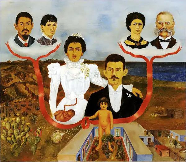 Reproduction du tableau « Mes grands-parents, mes parents et moi - Frida Kahlo » par Alpha Reproduction en peinture à l’huile