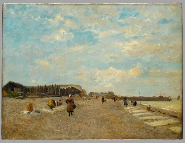 Reproduction du tableau « Normandes étendant du linge sur une plage - Eugène Boudin » par Alpha Reproduction en peinture à l’huile