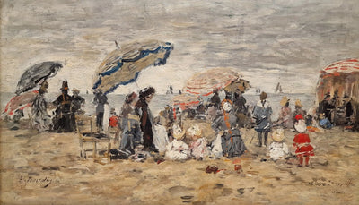 Reproduction du tableau « Trouville. Ombrelles sur la plage - Eugène Boudin » par Alpha Reproduction en peinture à l’huile