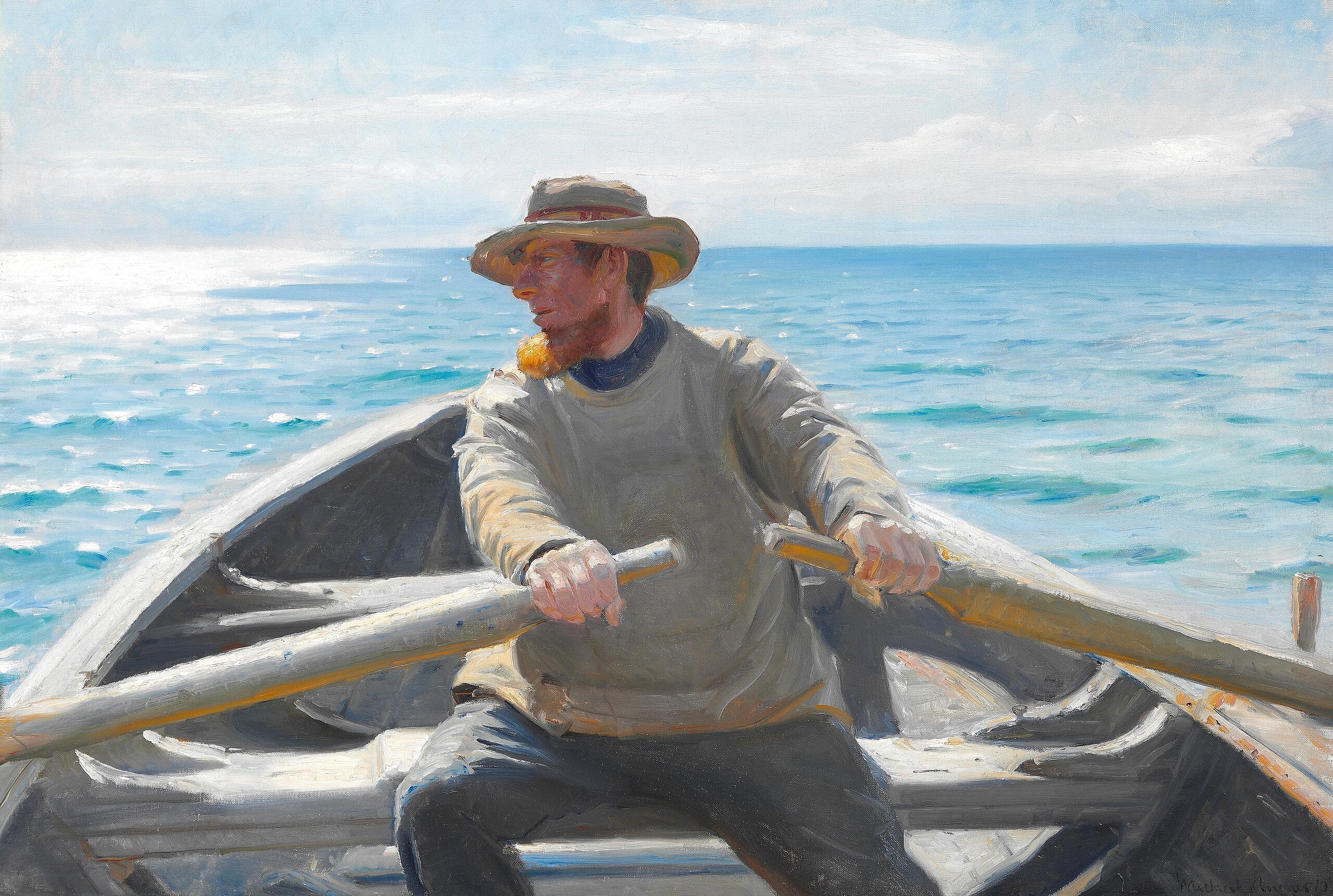 Un pêcheur qui rame. - Michael Peter Ancher - Alpha Reproduction