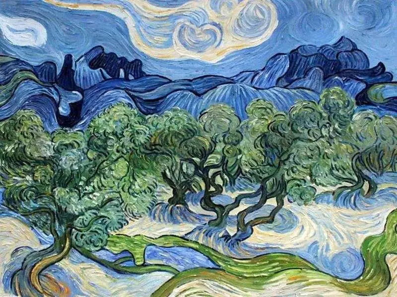 Oliviers avec les Alpilles dans le fond - Vincent van Gogh - Alpha Reproduction
