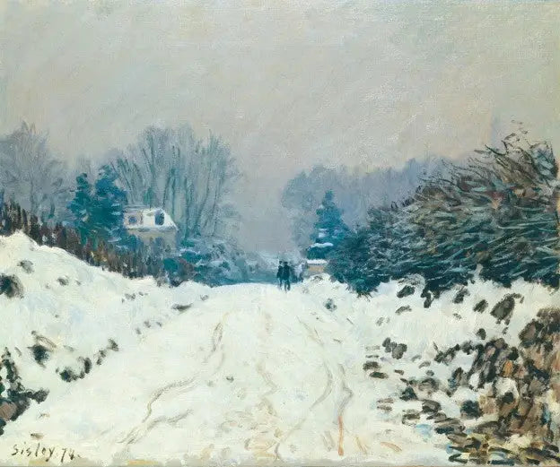 Reproduction du tableau « Paysage d'hiver à Louveciennes - Alfred Sisley » par Alpha Reproduction en peinture à l’huile