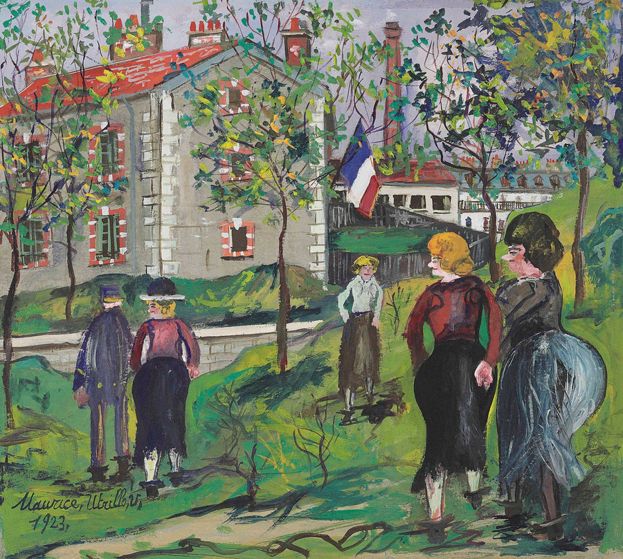 Personnages devant les fortifications de Paris (1923) - Maurice Utrillo