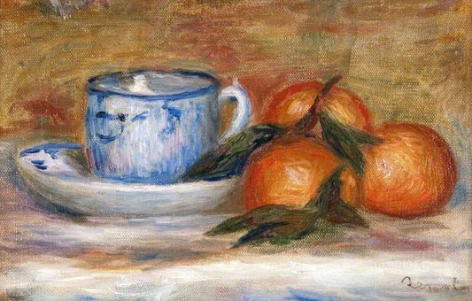 Reproduction du tableau « Tasse et mandarines - Pierre-Auguste Renoir » par Alpha Reproduction en peinture à l’huile