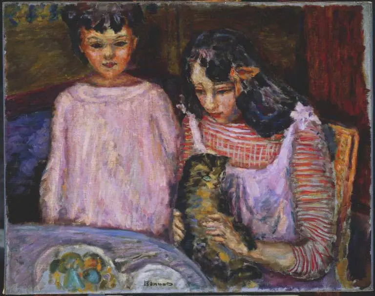 Reproduction du tableau « Enfants et chat - Pierre Bonnard » par Alpha Reproduction en peinture à l’huile