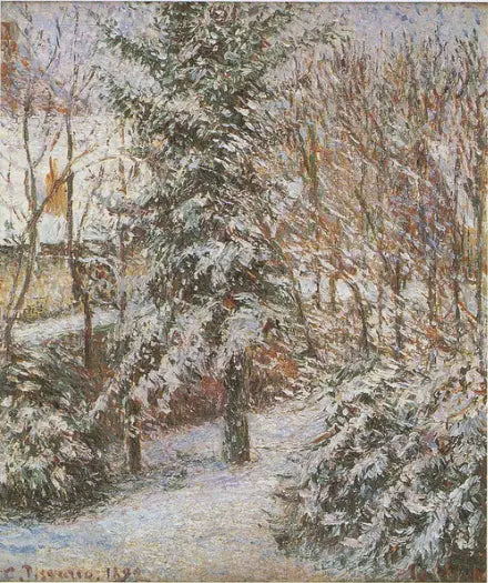 Reproduction du tableau « Coin de jardin, neige, Eragny - Camille Pissarro » par Alpha Reproduction en peinture à l’huile