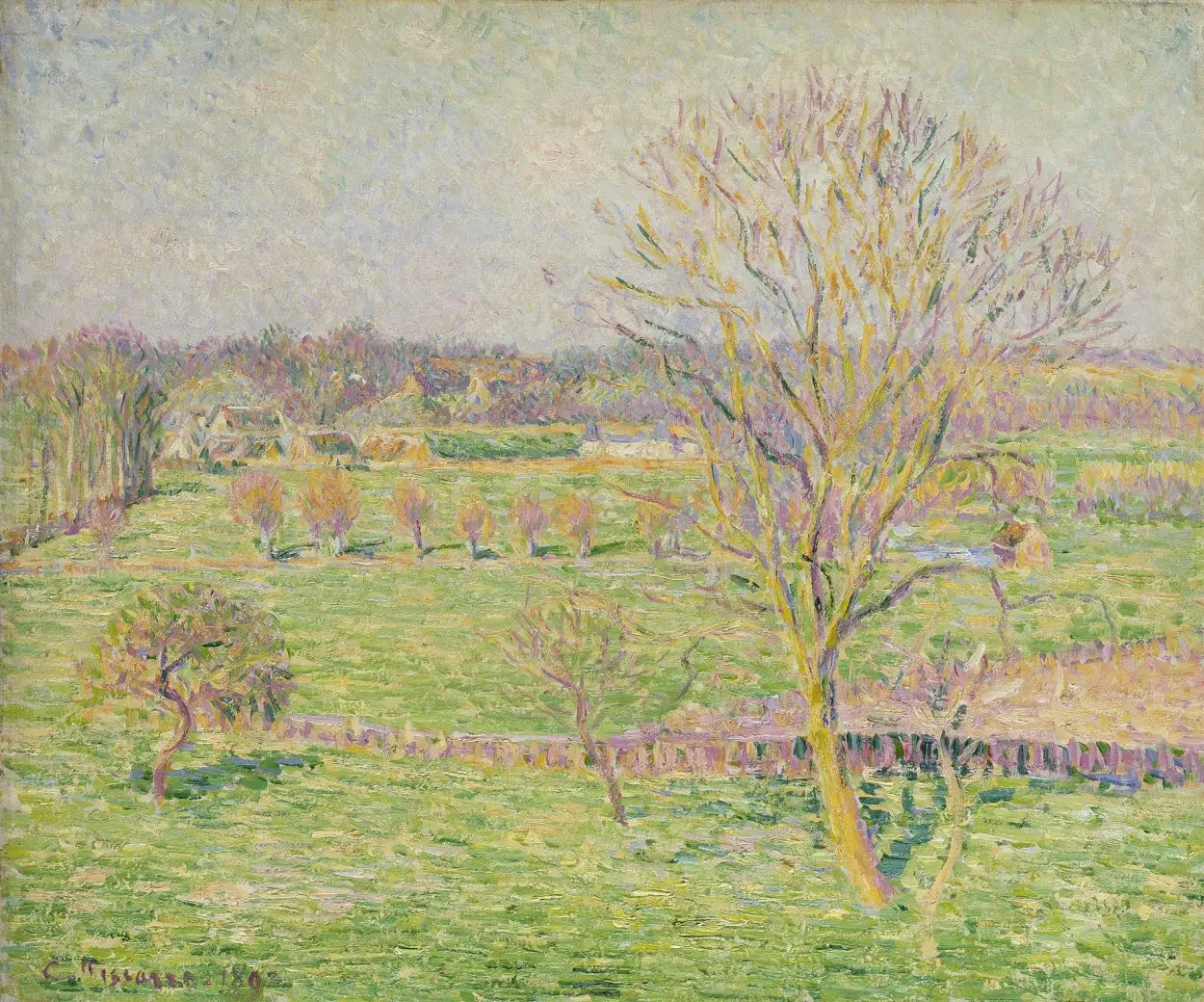 Reproduction du tableau « Le pré et le grand noyer, printemps, Eragny - Camille Pissarro » par Alpha Reproduction en peinture à l’huile