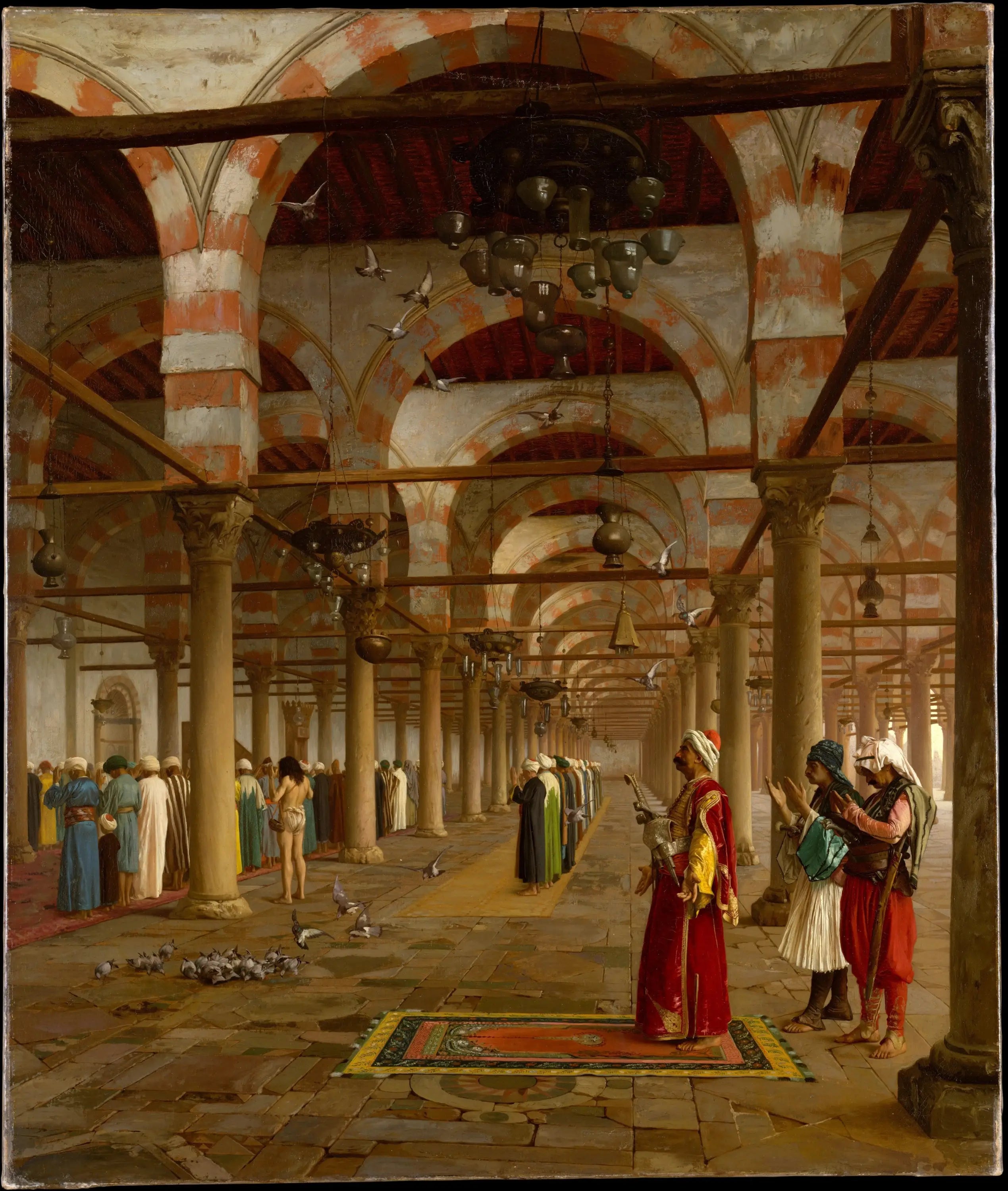Reproduction du tableau « Prière à la mosquée - Jean-Léon Gérôme » par Alpha Reproduction en peinture à l’huile