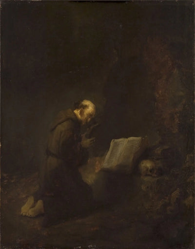 Reproduction du tableau « Saint François d'Assise en prière - Rembrandt » par Alpha Reproduction en peinture à l’huile