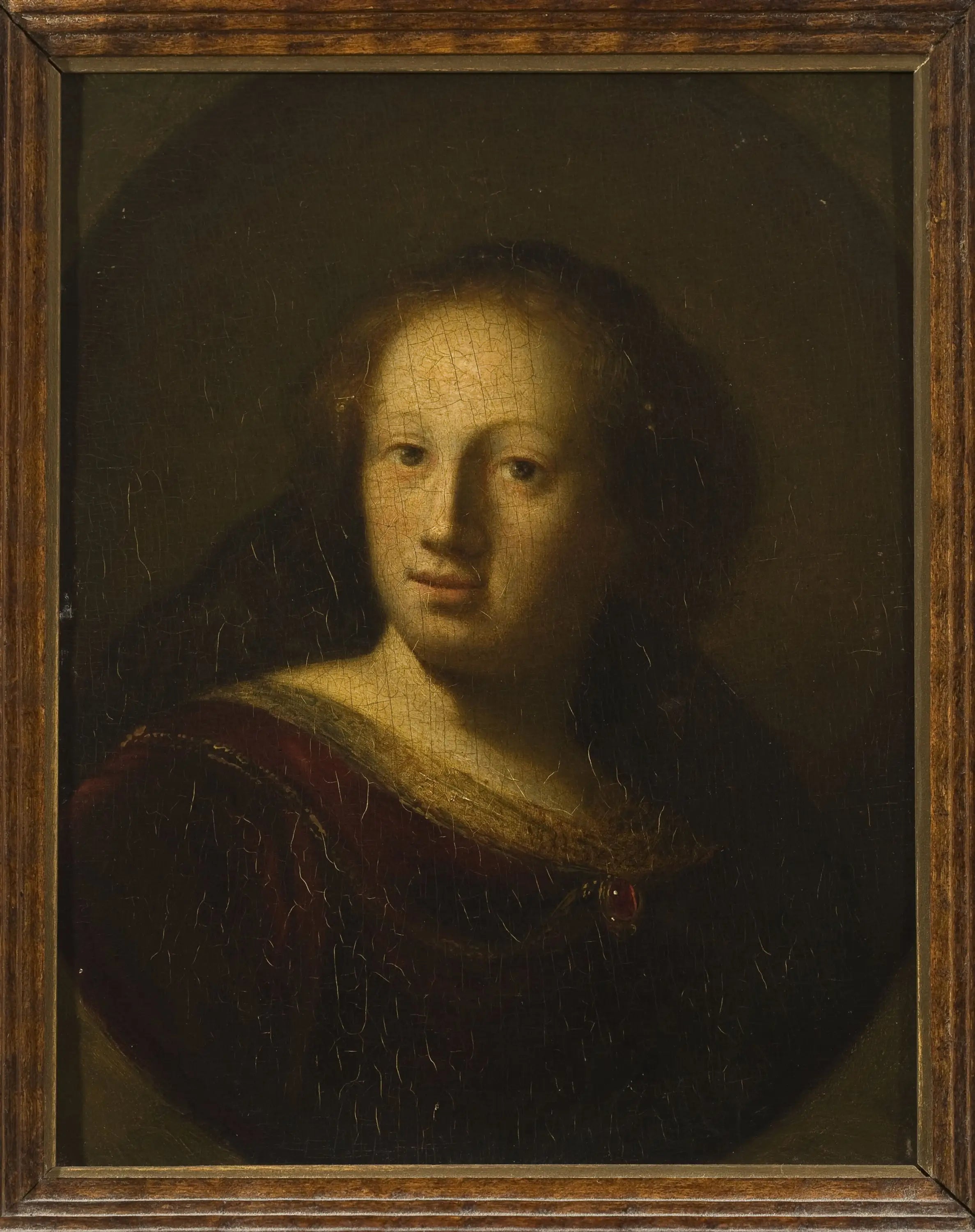 Reproduction du tableau « Portrait d'une femme avec un pendentif en rubis - Rembrandt » par Alpha Reproduction en peinture à l’huile