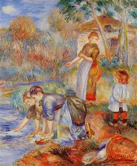 Reproduction du tableau « Lavandières - Pierre-Auguste Renoir » par Alpha Reproduction en peinture à l’huile