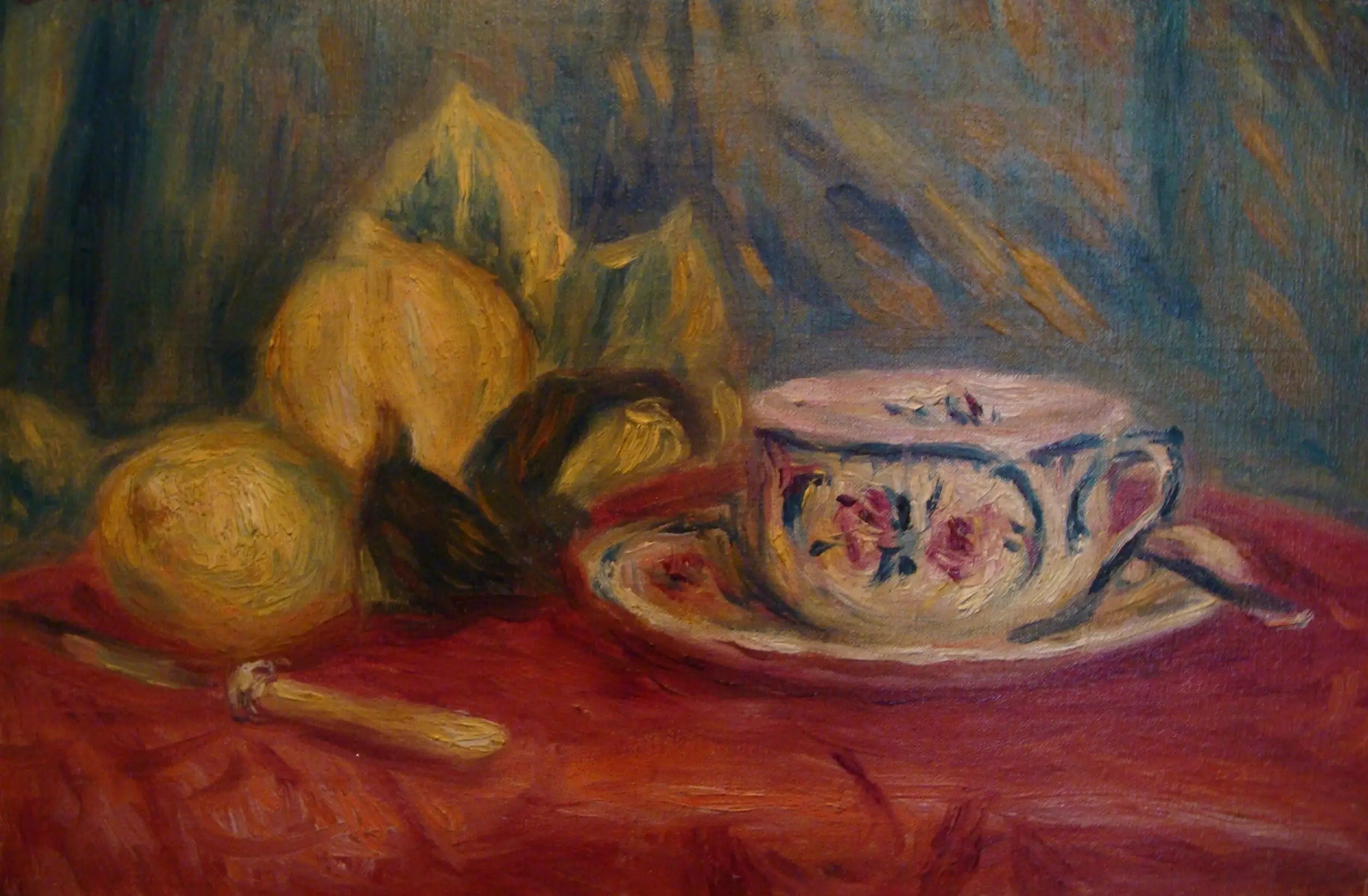 Reproduction du tableau « Citrons et Tasse de Thé, Cagnes - Pierre-Auguste Renoir » par Alpha Reproduction en peinture à l’huile