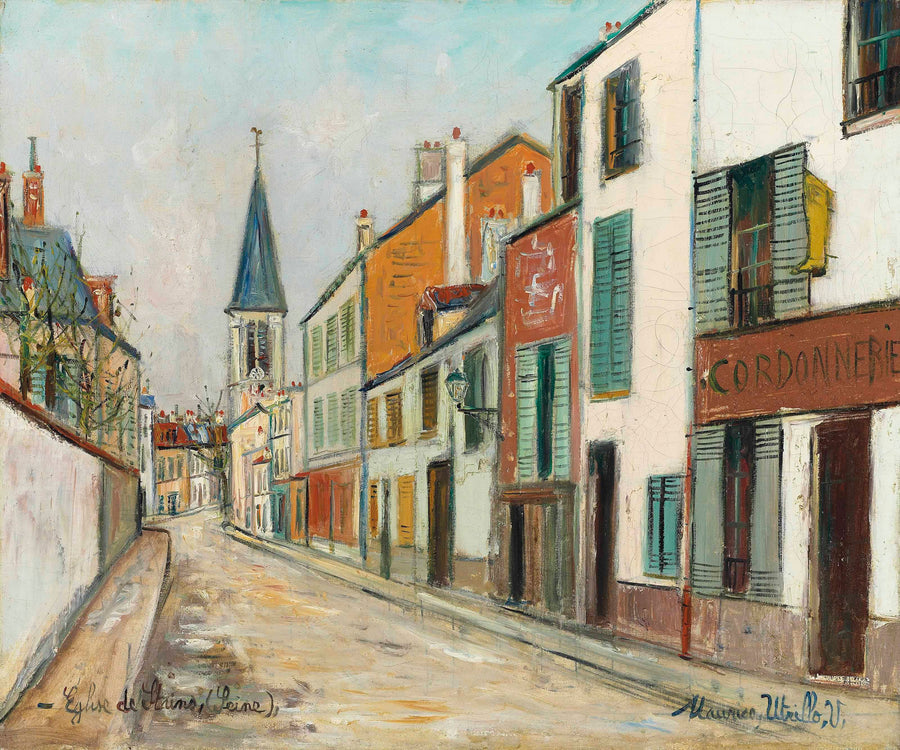 Rue Jean Durand et l'église, Stains (1939) - Maurice Utrillo