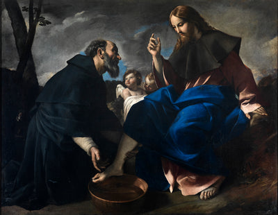 Saint Augustin lavant les pieds du Christ - Giovanni Lanfranco - Alpha Reproduction