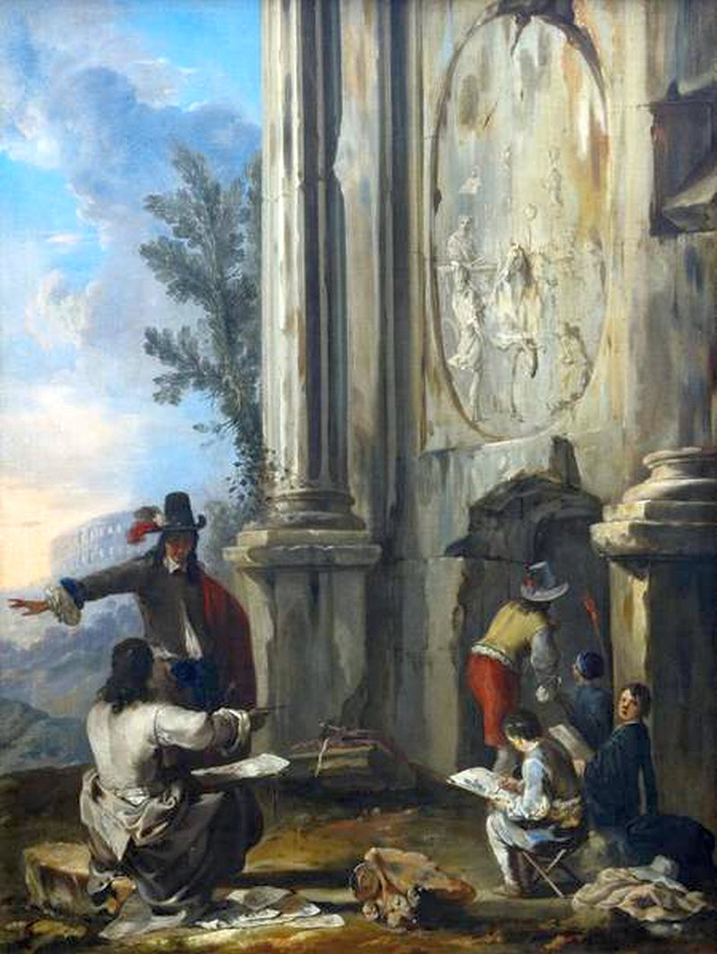 Zeichner in römischen Ruinen - Johann Heinrich Schönfeld