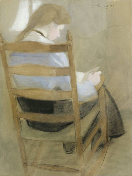 c"Girl Reading" (Seated Girl) - Helene Schjerfbeck
