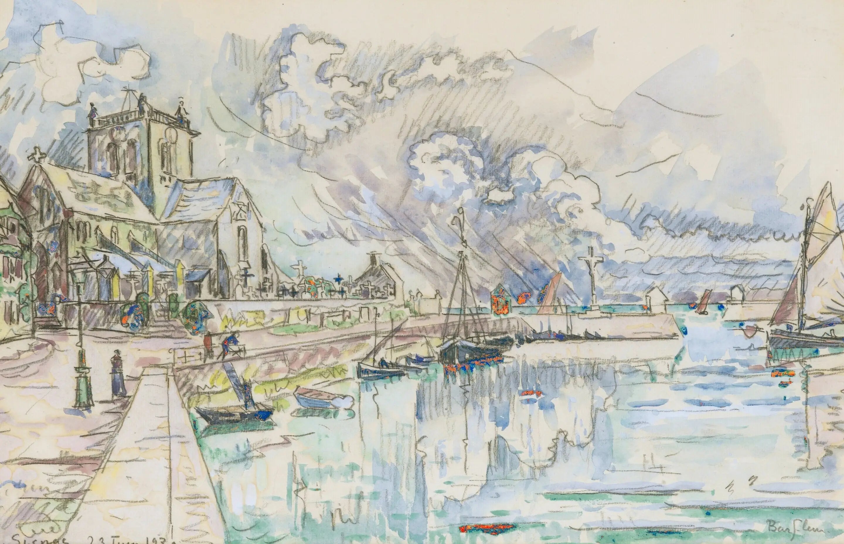Reproduction du tableau « Barfleur, le port - Paul Signac » par Alpha Reproduction en peinture à l’huile