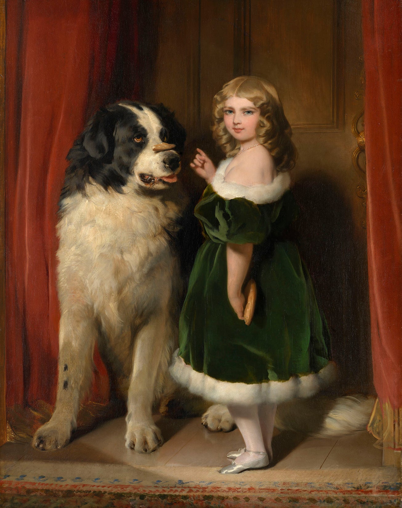 La princesse Mary de Cambridge avec Nelson, un chien Terre-Neuve - Edwin Henry Landseer