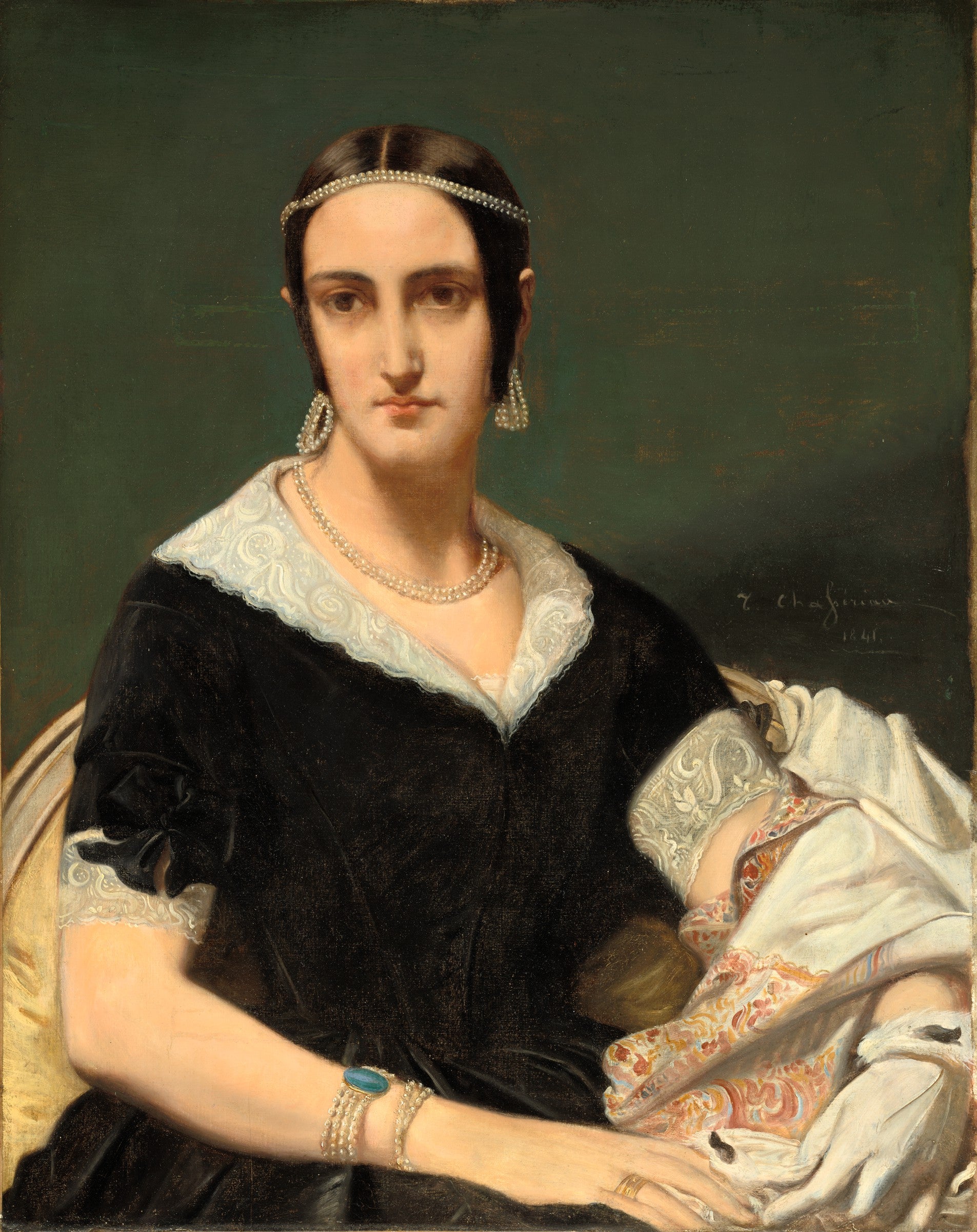 Portrait d’une jeune femme aux colliers de perles - Théodore Chassériau - Alpha Reproduction