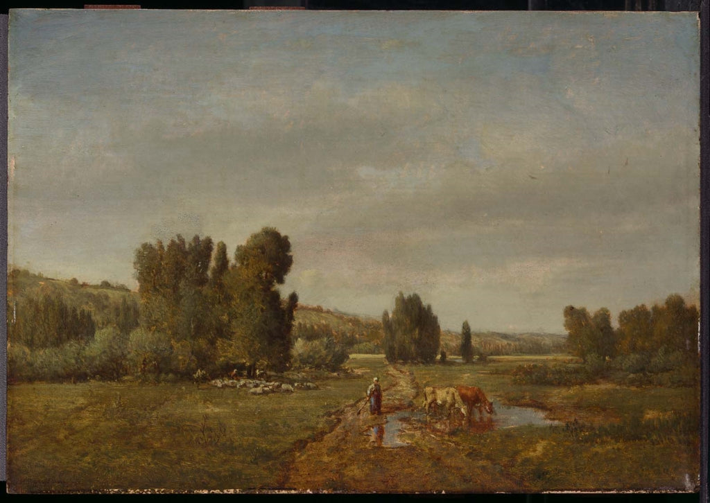 Paysage avec une paysanne abreuvant ses vaches - Théodore Rousseau