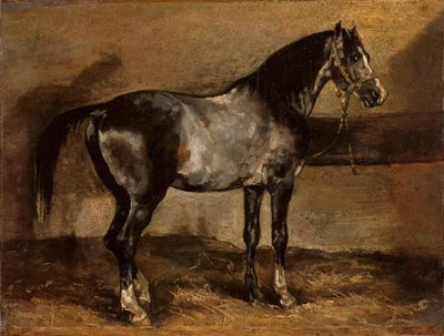 Reproduction du tableau « Cheval gris au ratelier - Théodore Géricault » par Alpha Reproduction en peinture à l’huile