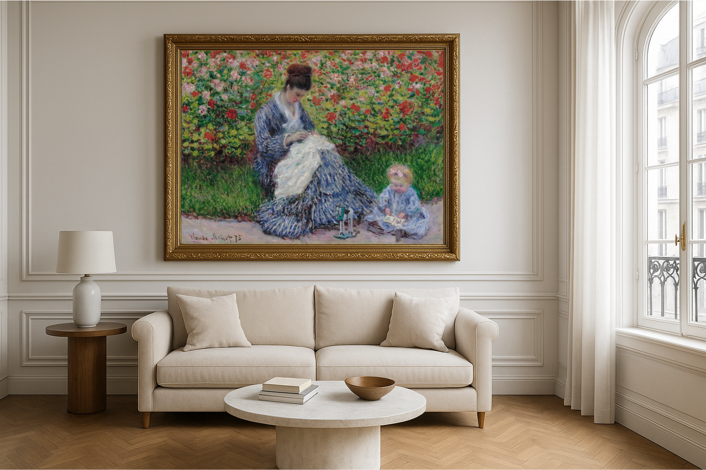 🌼 Camille Monet और बच्चे के साथ बगीचा – Claude Monet (1875)