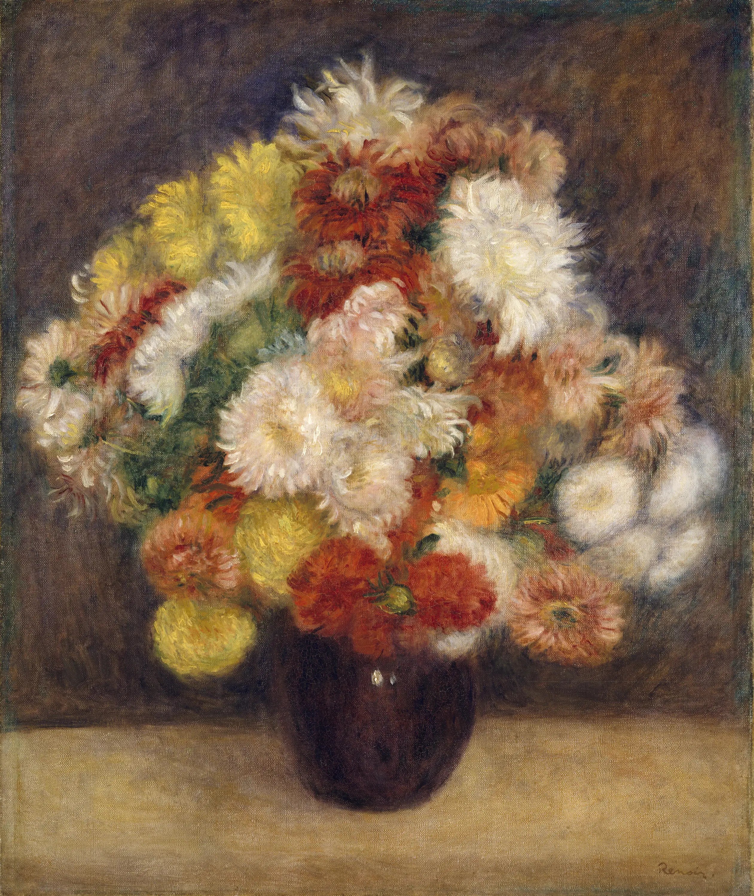 Reproduction du tableau « Bouquet de chrysanthèmes - Pierre-Auguste Renoir » par Alpha Reproduction en peinture à l’huile