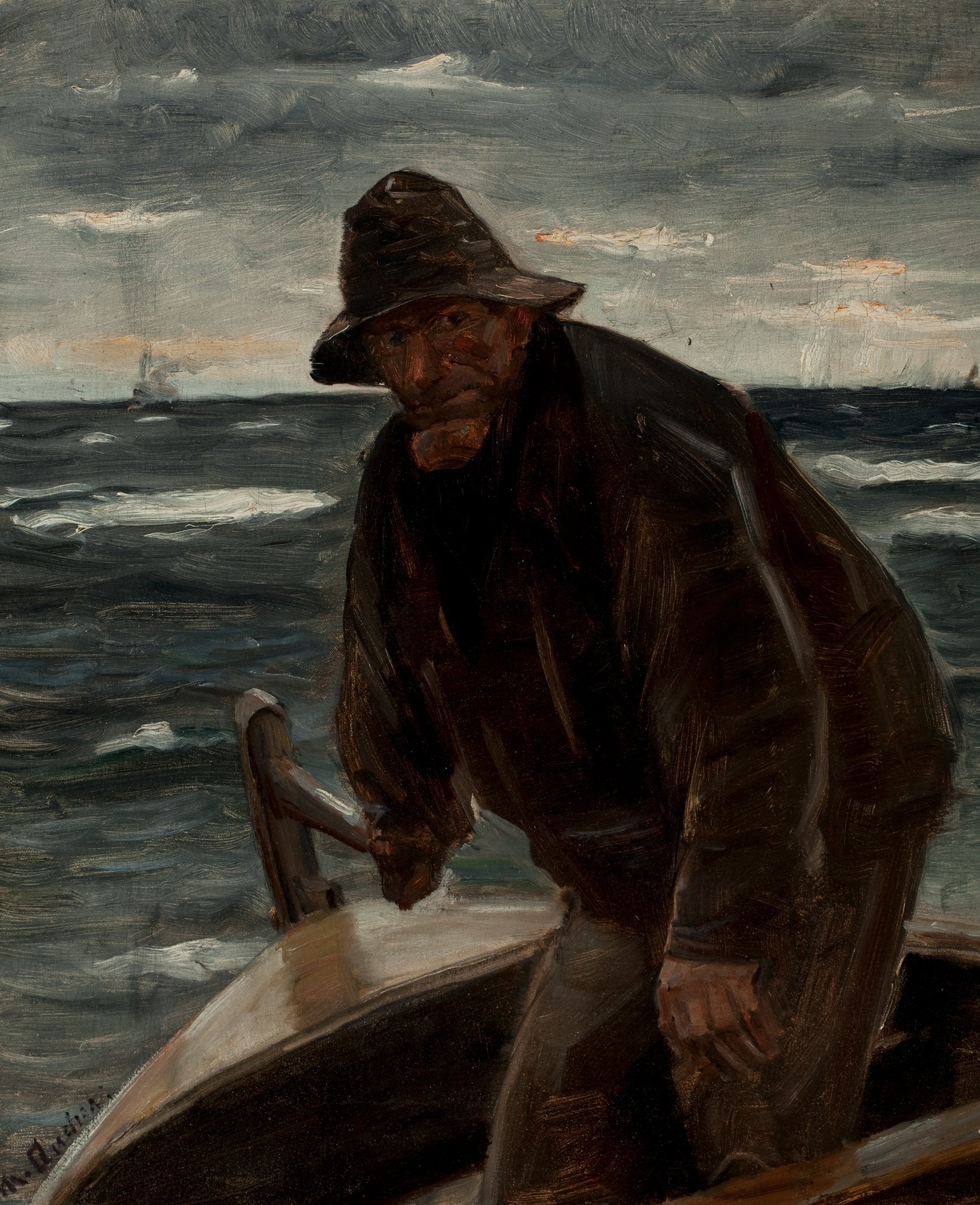 À la barre - Michael Peter Ancher image 1 reproduction de peinture à l’huile
