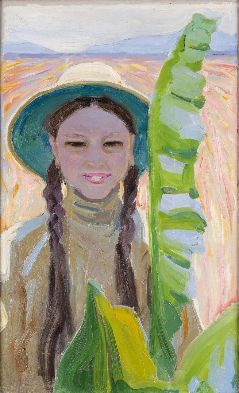 Kirsti parmi les feuilles de bananier - Akseli Gallen-Kallela