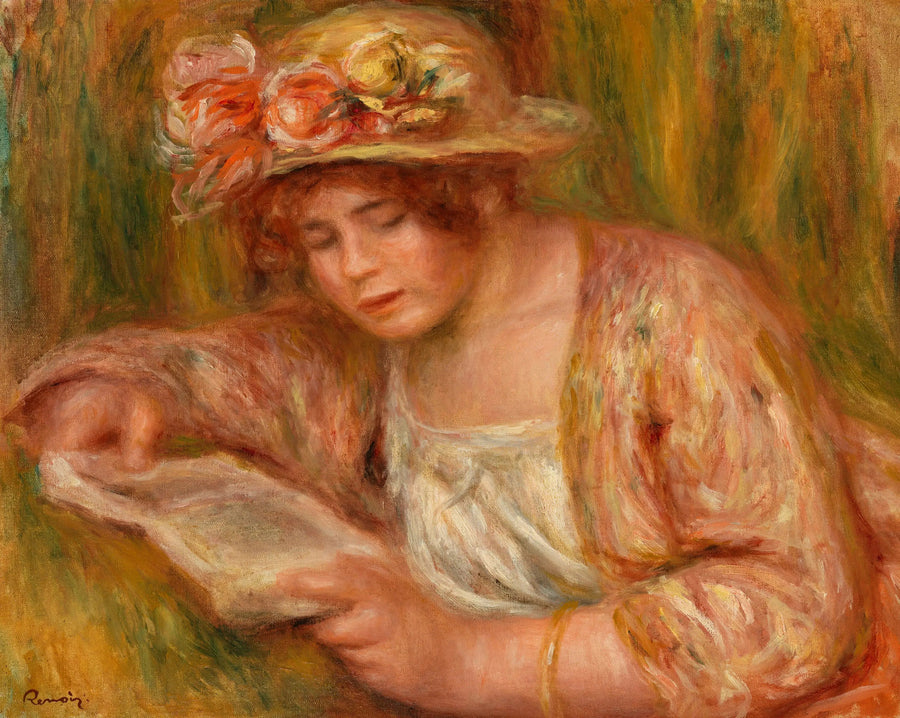 हैट में एंड्री, पढ़ते हुए (Andrée in a Hat, Reading) - पियरे-ऑगस्टे रेनॉर